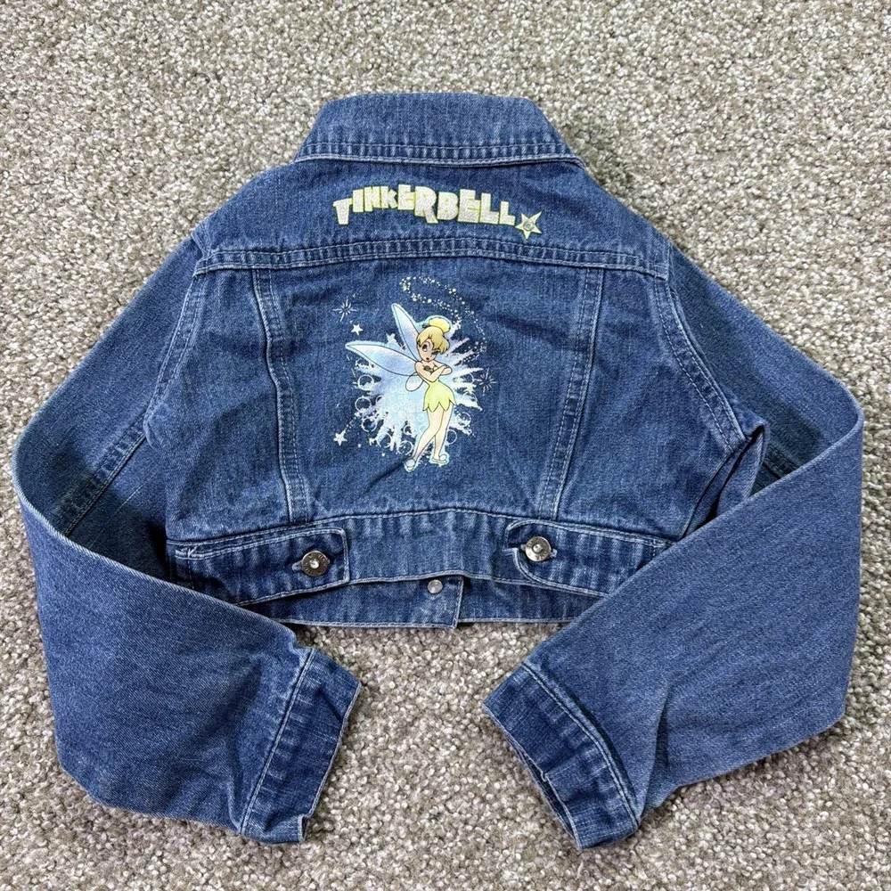Vintage Disney Tinkerbell Jean Jacket Size 6 Rare Cropped Type 2 Style